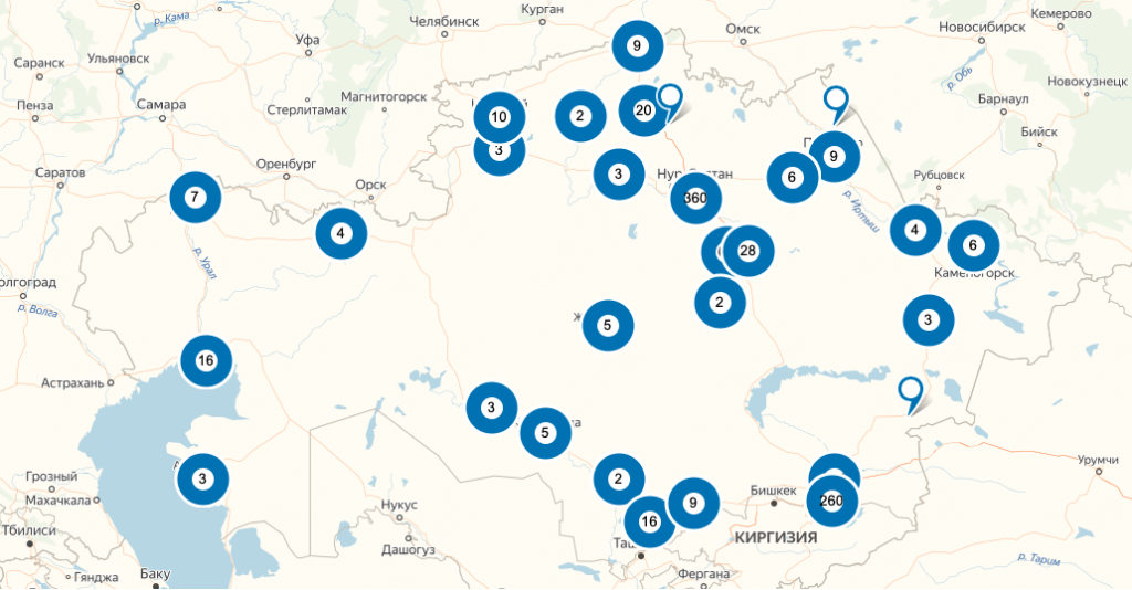 карта Казахстан коронавирус