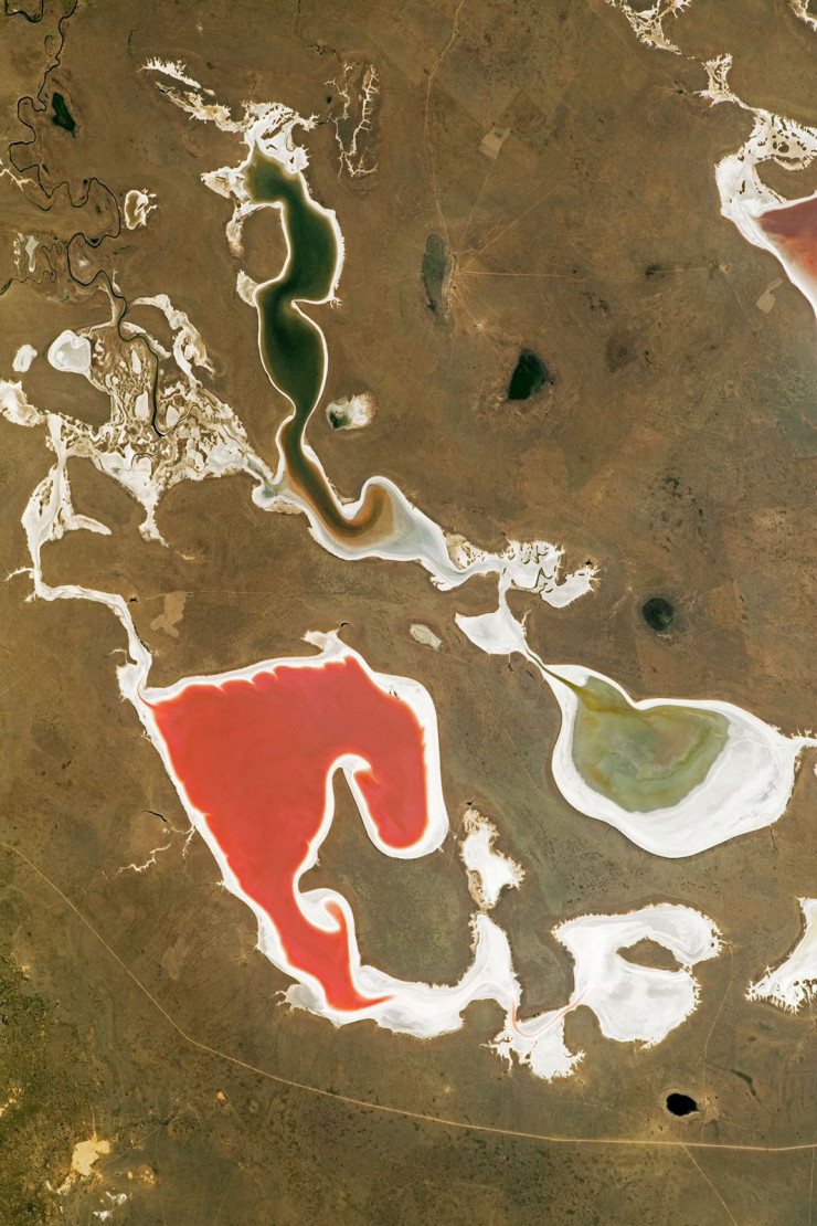 NASA опубликовало снимок цветных озер на западе Казахстана