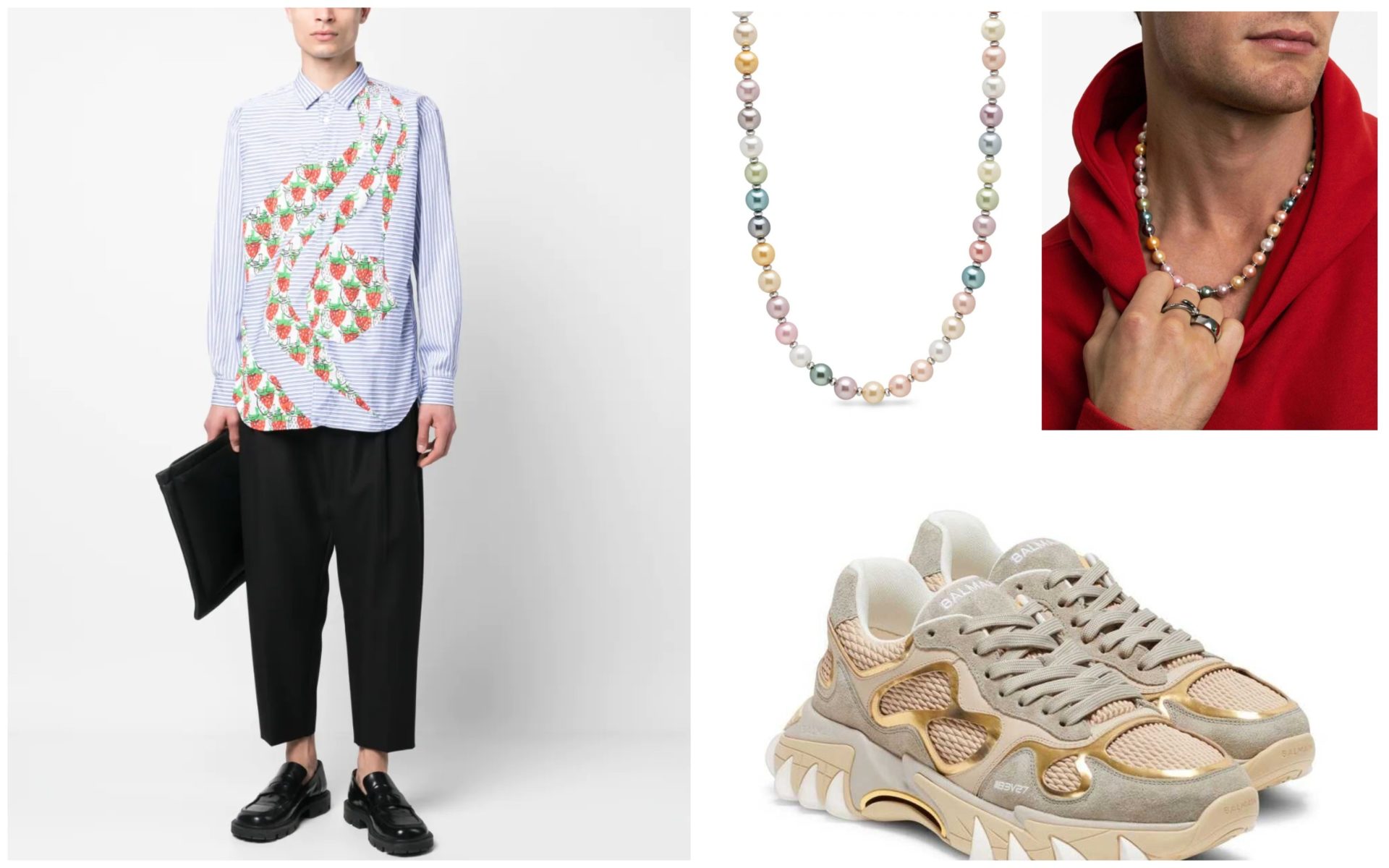 Находки недели: клубничная рубашка Comme Des Garçons, жемчужное ожерелье и удачная коллаборация Nike+Off-White