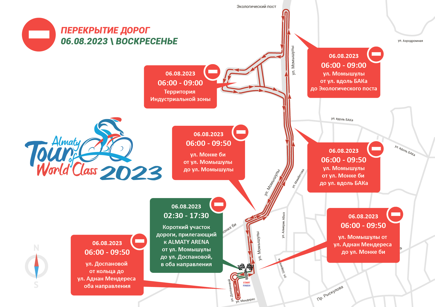 Не ремонтом единым: какие дороги перекроют в Алматы из-за велогонки
